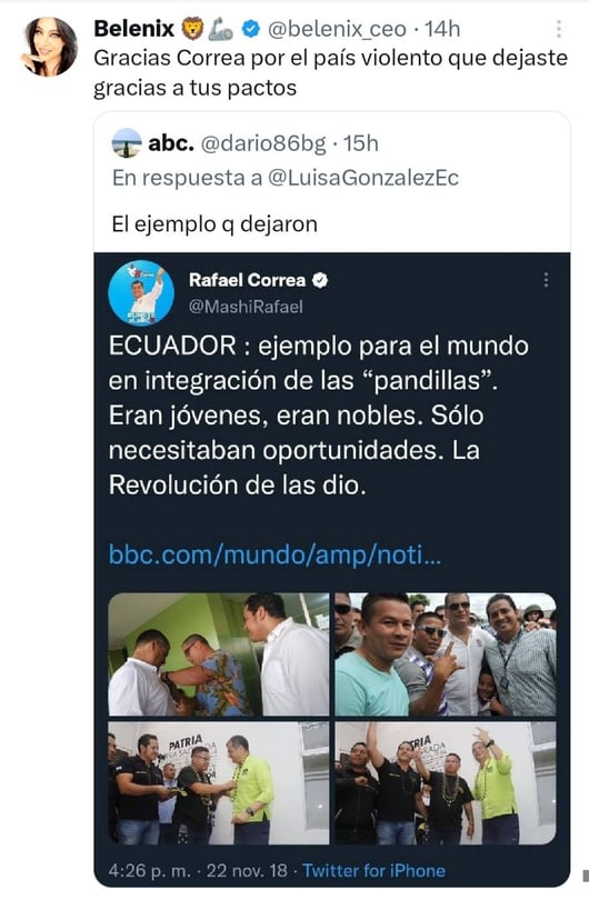 Rafael Correa, doesn ́t deny pacts with criminal gangs